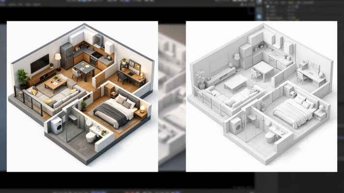 profesyonel izometrik 3D iç mekan modelleme yapıyorum