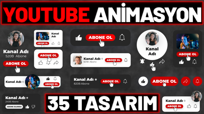 YouTube abone ol ve bildirim animasyonları yapabilirim