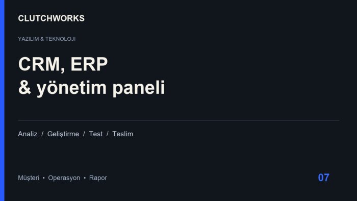 işinize özel CRM ERP ve yönetim paneli geliştiririm
