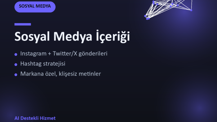 işletmen için aylık sosyal medya içeriği üretirim