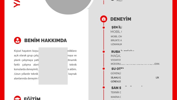 kişiye özel tasarım özgeçmiş hazırlıyorum