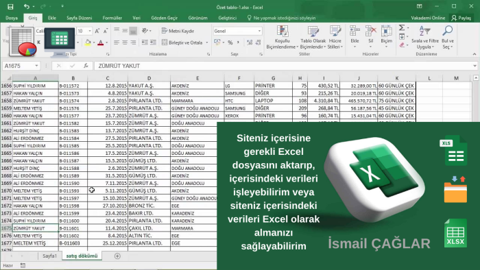 PHP ile Excel aktarma ve oluşturma işlemi yapabilirim