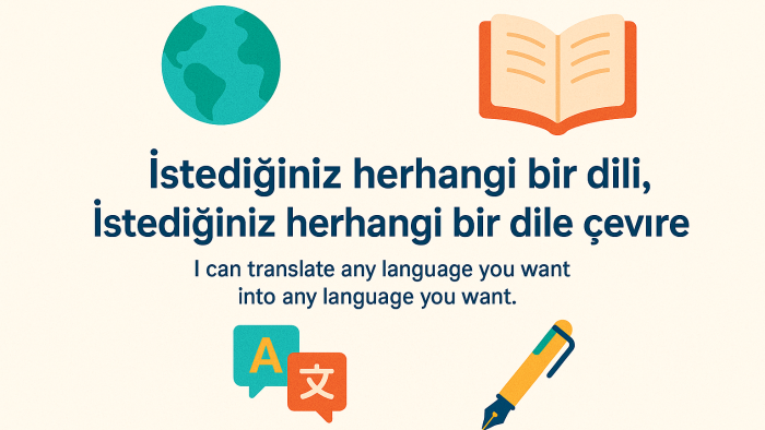 istediğiniz herhangi bir dili, istediğiniz dile çeviririm