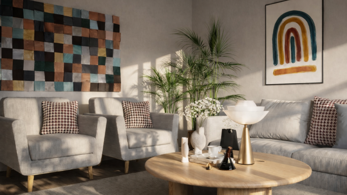 modern ve gerçekçi iç mekan render alıyorum