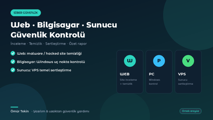 web bilgisayar ve sunucu güvenlik kontrolü yaparım