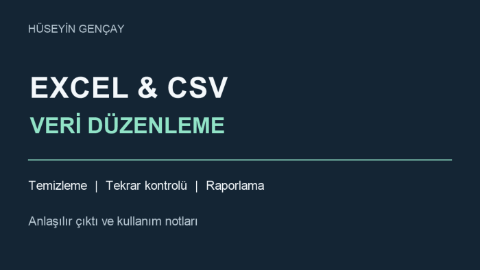 Excel ve CSV verilerinizi temizler, raporlarım