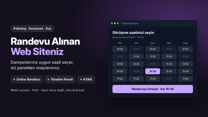 psikolog ve danışmanlar için randevulu web sitesi yaparım
