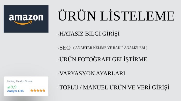 Amazon'da ürünlerinizi seo uyumlu şekilde listeleyebilirim