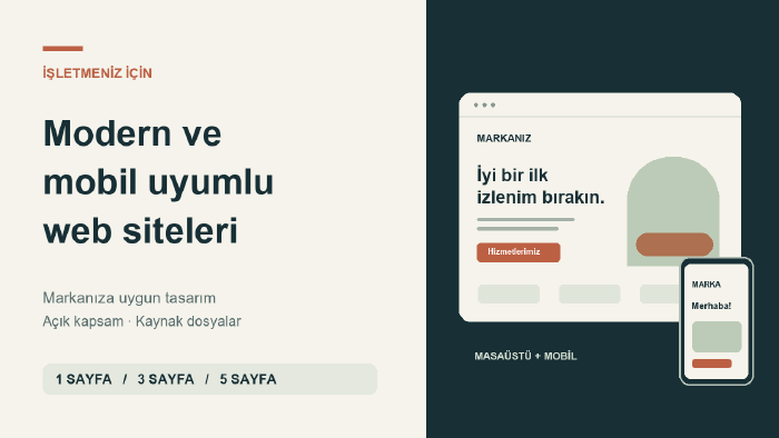işletmeniz için modern ve mobil uyumlu web sitesi yaparım