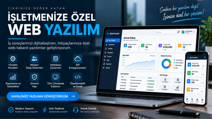 işletmenize özel web yazılımı geliştiririm