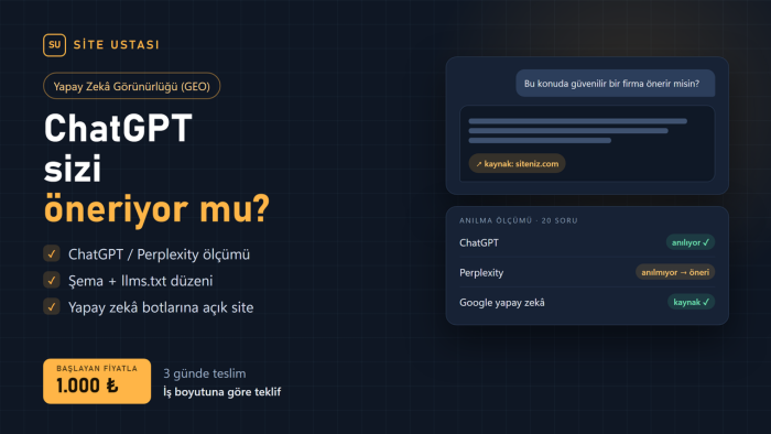 markanızın ChatGPT ve Perplexity'deki görünürlüğünü artırırım