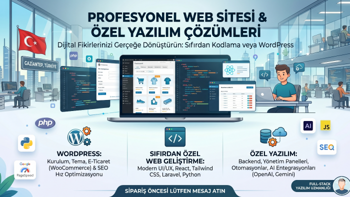 tüm ihtiyaçlarınıza göre yazılım çözümleri sunuyorum