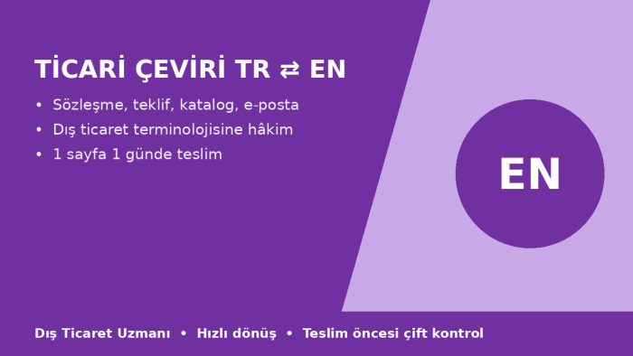 sözleşme, teklif ve e-postalarınızı İngilizceye çeviririm