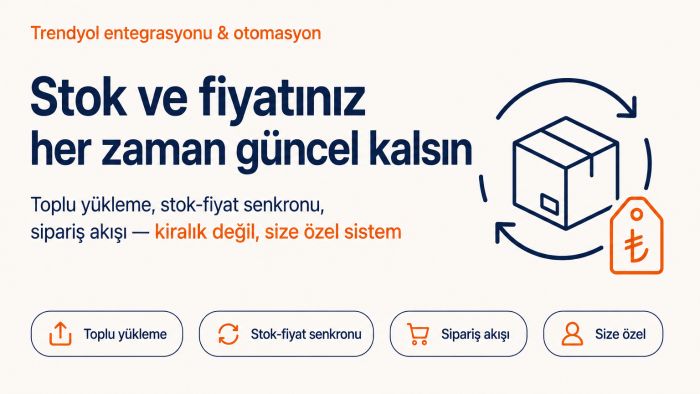 Trendyol mağazanıza ürün, stok fiyat entegrasyonu kuruyorum