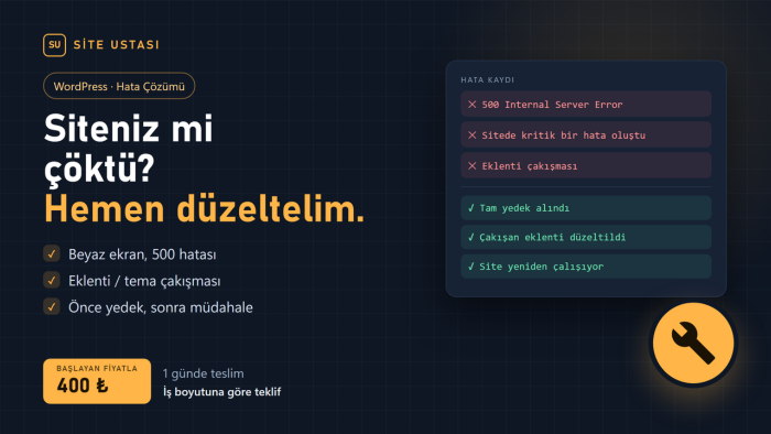 WordPress sitenizdeki hataları hızlıca çözerim
