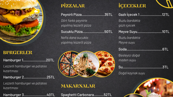 restoranınız için menü tasarımı yapabilirim