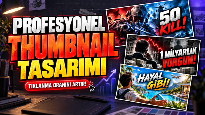 profesyonel youtube thumbnail tasarımları yapabilirim