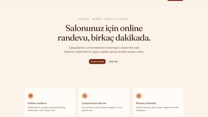 kuaför ve berberler için online randevu sistemi kurarım
