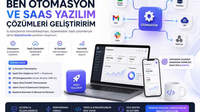 otomasyon ve SaaS yazılım çözümleri geliştiririm