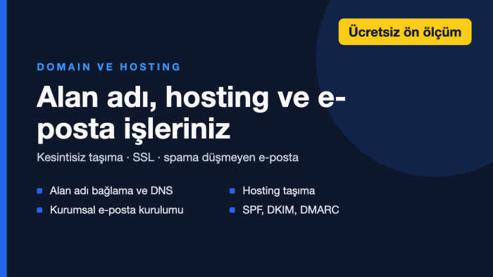 alan adı, hosting ve kurumsal e-posta işlerinizi yaparım