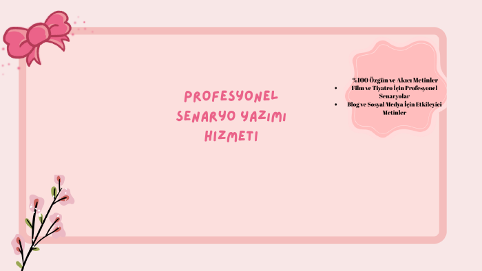 profesyonel ve özgün senaryolar yazarım