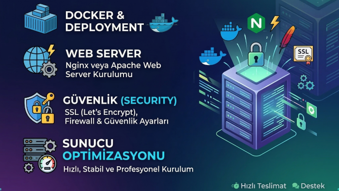 VPS sunucunuza docker ve web server kurulumu yaparım