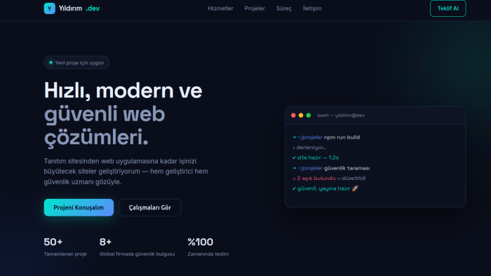 ihtiyacına özel web sitesi ve web uygulaması geliştiririm