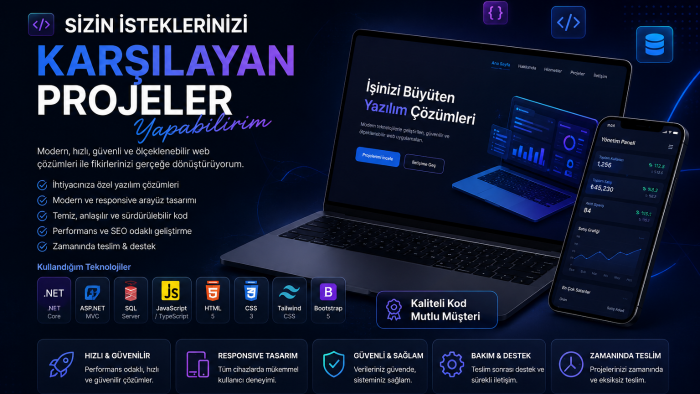 sizin isteklerinizi karşılayan projeler yapabilirim