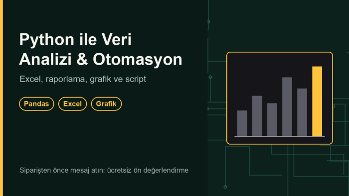 Python ile veri analizi, grafik ve Excel otomasyonu yaparım
