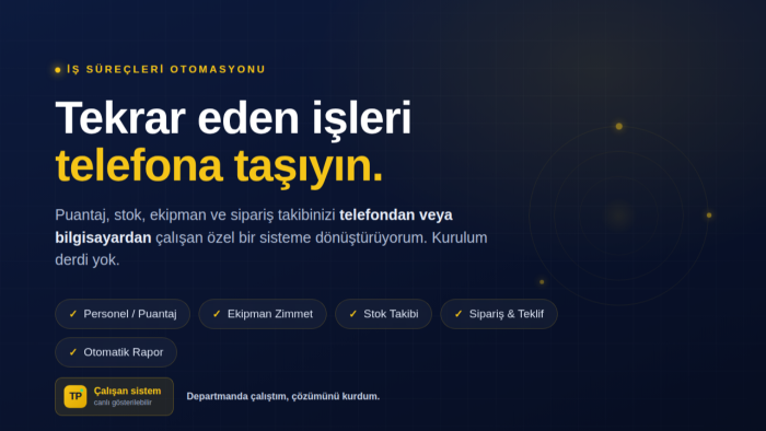 işletmeniz için özel takip ve otomasyon sistemi yaparım