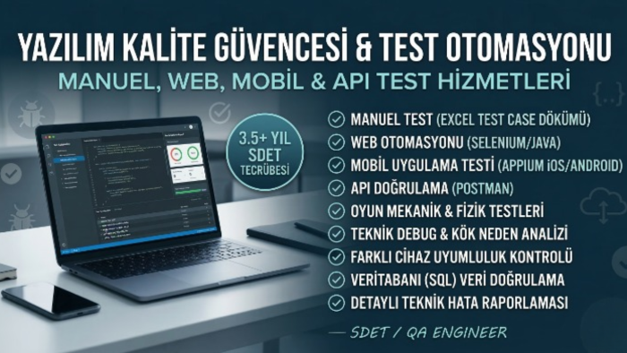 SDET uzmanlığımla projelerinizi sıfır hata ile teslim ederim