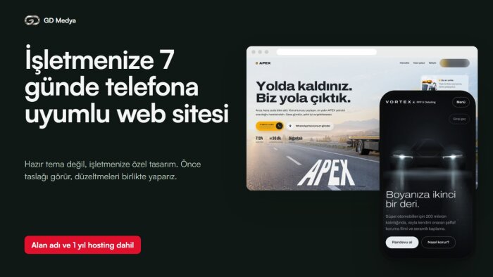 işletmenize 7 günde mobil uyumlu web sitesi kurarım
