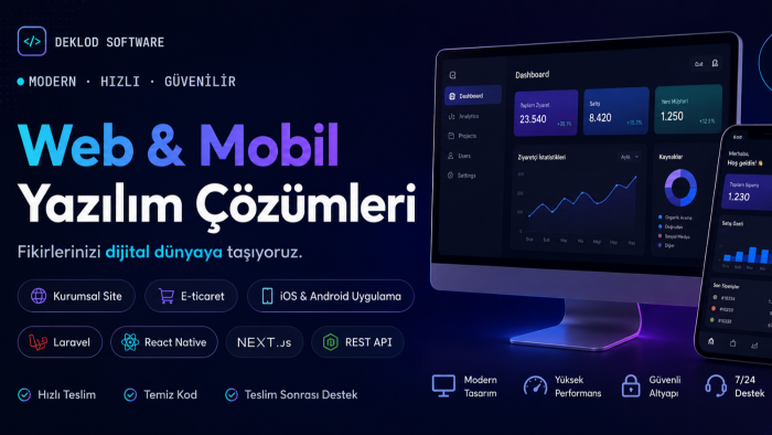mobil uyumlu profesyonel web sitesi ve uygulama geliştiririm