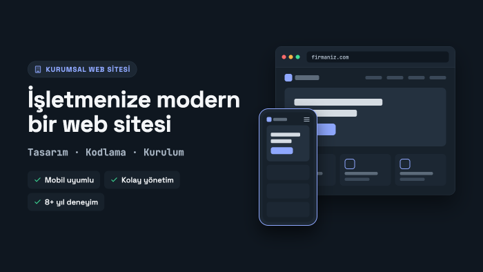 işletmeniz için modern kurumsal web sitesi yaparım