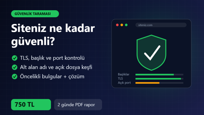 web sitenizin güvenlik taramasını yapar ve raporlarım