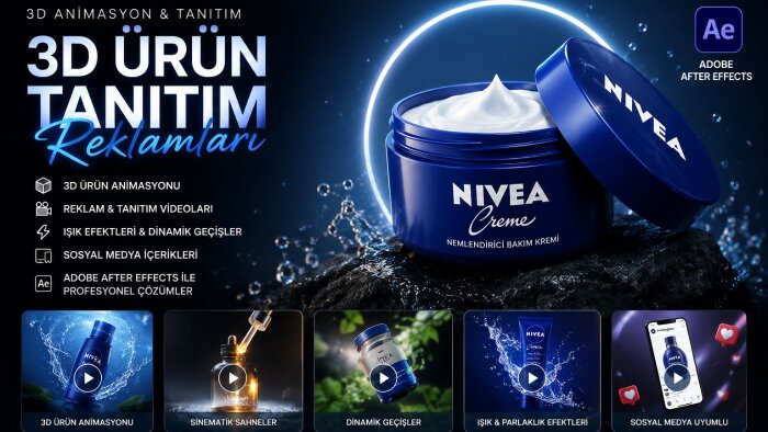after effects ile 3d ürün reklamı videoları hazırlıyorum