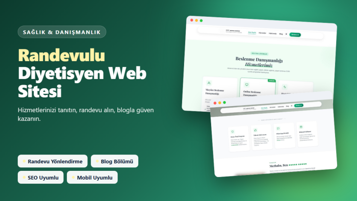 diyetisyenler için randevulu web sitesi yaparım