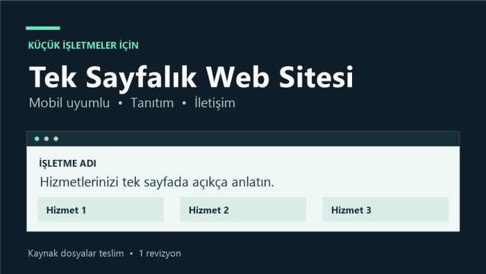 işletmeniz için tek sayfalık web sitesi hazırlarım