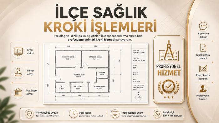 psikolog ofisleri i̇çin mimari onaylı kroki çizerim