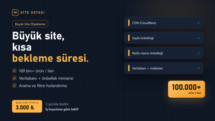 100 bin+ ürünlü WordPress / WooCommerce sitenize hız katarım