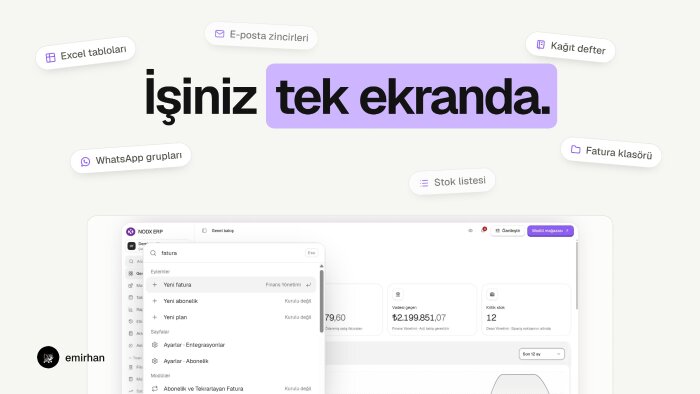 işletmenize özel yönetim paneli ve ERP geliştiriyorum