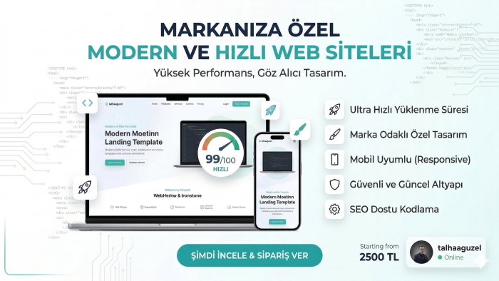 markanıza özel modern ve hızlı web siteleri kurabilirim