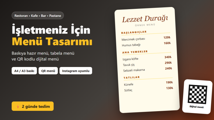 restoran ve kafeniz için menü tasarımı yaparım