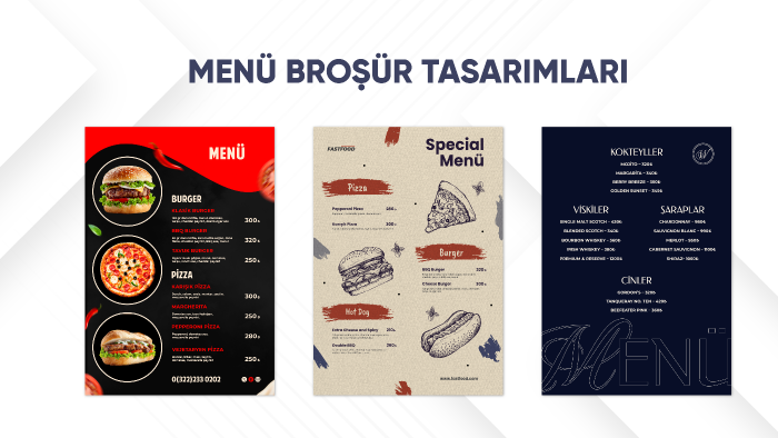 profesyonel menü, broşür tasarımları yaparım