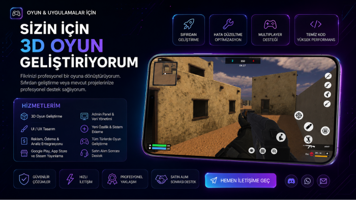  sizin için her türde 3D oyunlar geliştirebilirim