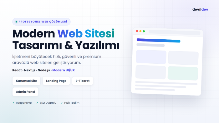 modern ve profesyonel web sitesi tasarlarım