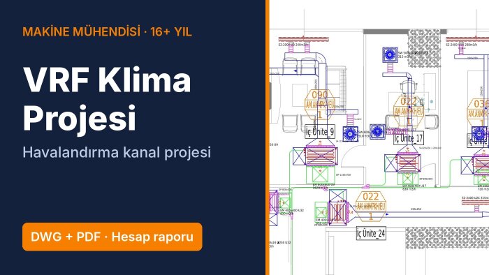 VRF klima projesi ve havalandırma kanal projesi çizerim
