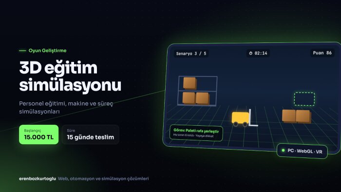 Unity ile 3D eğitim ve iş simülasyonu geliştiririm