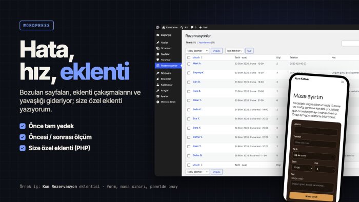 WordPress sitenizdeki hataları giderir ve hızlandırırım