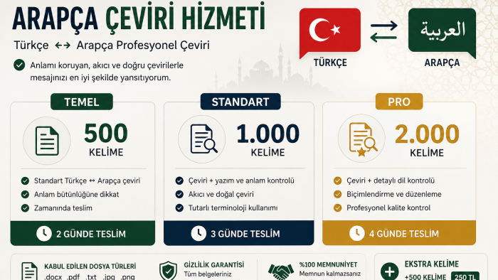 Türkçe metinleri Arapçaya ve Arapça ise Türkçeye çeviriyorum